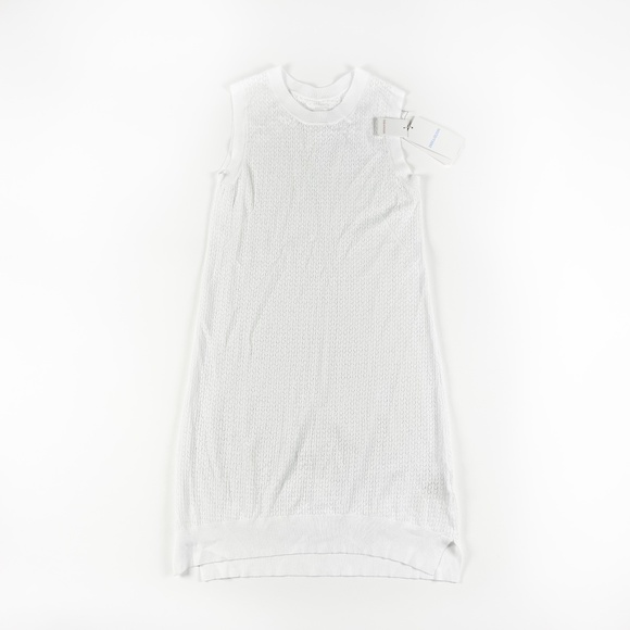 NEW Zadig & Voltaire Loose Mesh Knit Crew Neck Sleeveless Sweater Dress White M - Picture 1 of 4